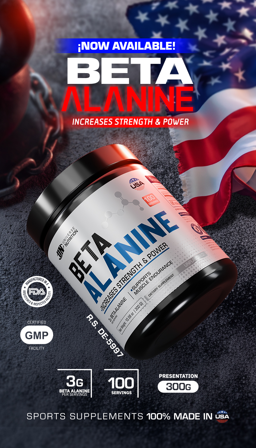 Beta Alanine UN USA | Rendimiento y resistencia Beta Alanine de Universe Nutrition en presentación de 300 g