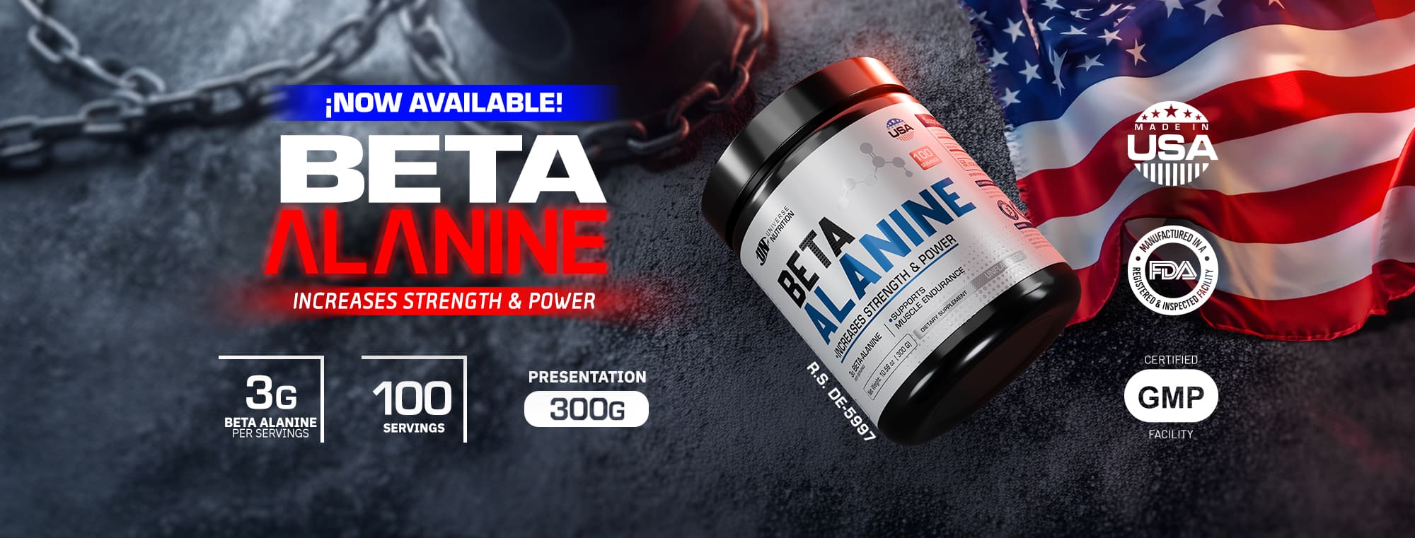 Beta Alanine de Universe Nutrition | Resistencia muscular Beta Alanine de Universe Nutrition 300 g para resistencia muscular