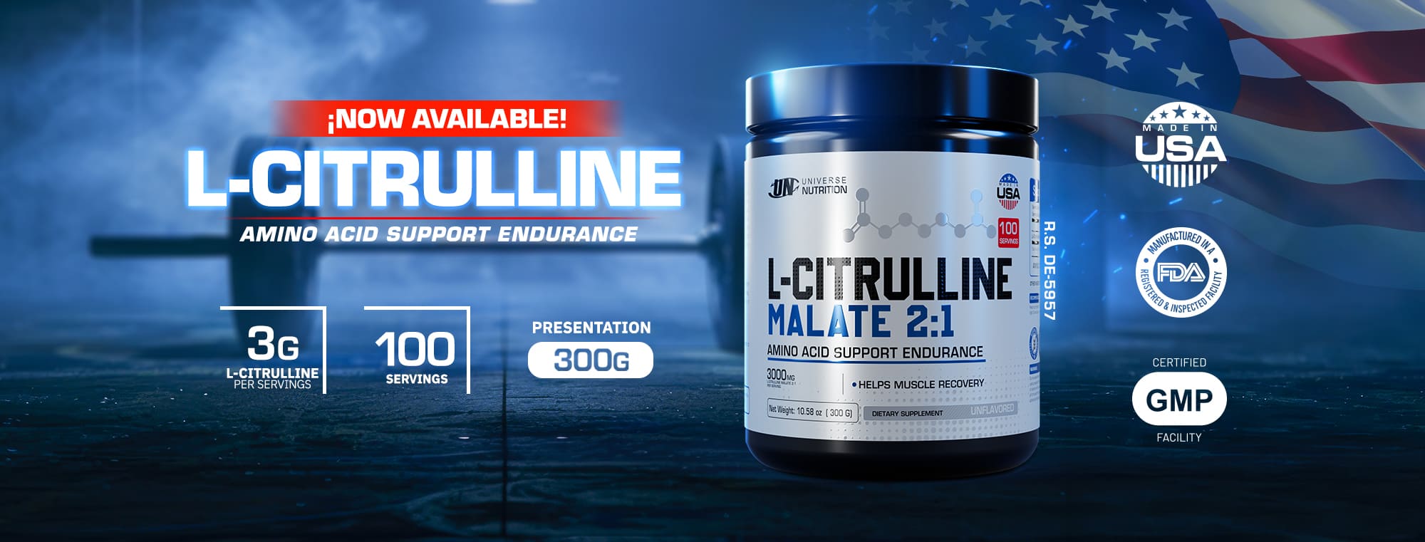 L-Citrulline de Universe Nutrition | Rendimiento deportivo L-Citrulline Malate 2:1 de Universe Nutrition 300 g
